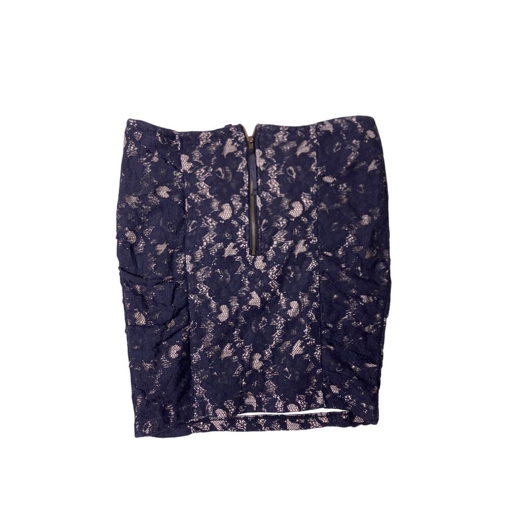 Y2K Cream Black Lace Mini Skirt Women’s Large Straight Zip - Picture 3 of 4